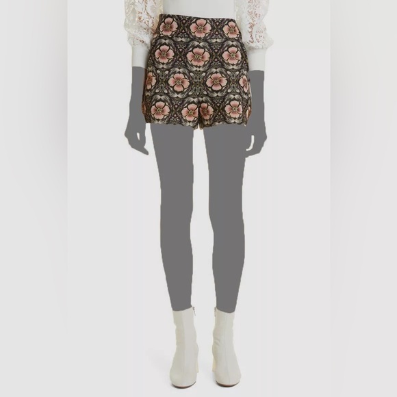 Alice + Olivia NWOT Donald High Rise Shorts in Black/Peach Promise Floral Size 6 - Picture 4 of 16